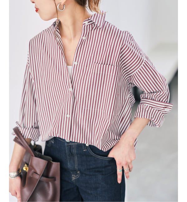 Spick and Span「《WEB限定カラー有り / 追加予約》50コットンオーバーシャツ」|シャツ・ブラウス|ボルドーベース
