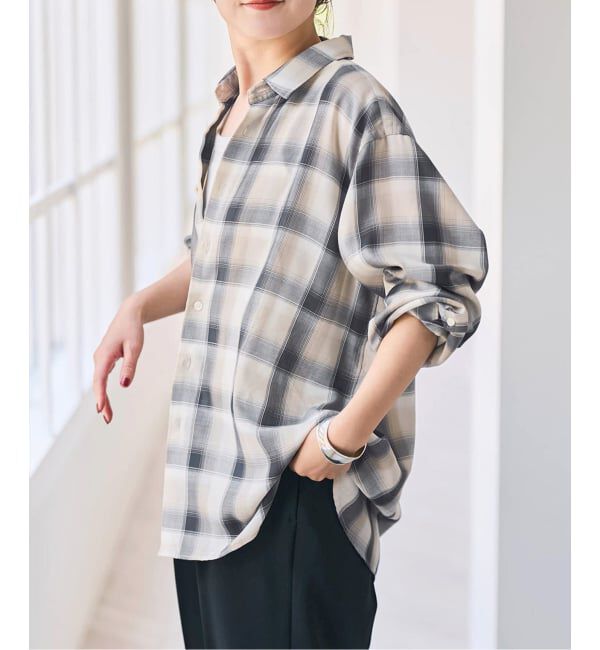 Spick and Span「《予約》PEチェックルーズシャツ」|シャツ・ブラウス|