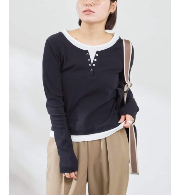 U by SPICK&SPAN「《追加 / 新色 /予約》フェイクレイヤードガーゼフライストップス」|Tシャツ・カットソー|
