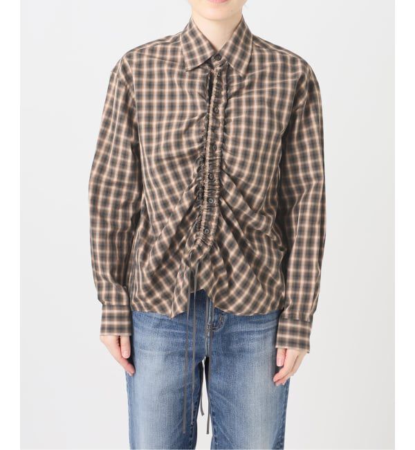 Glyph「《予約 / 一部店舗+WEB限定》Checked Gathered String Shirt」|シャツ・ブラウス|