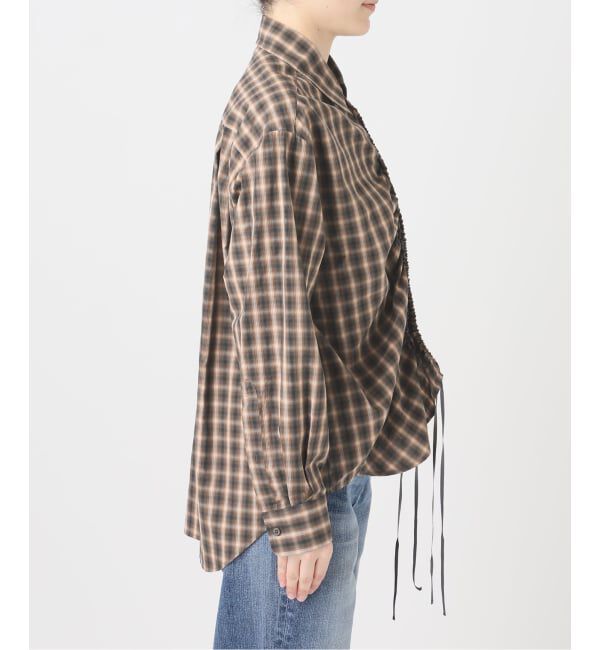 Glyph「《予約 / 一部店舗+WEB限定》Checked Gathered String Shirt」|シャツ・ブラウス|