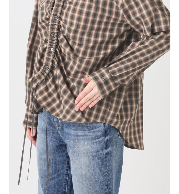 Glyph「《予約 / 一部店舗+WEB限定》Checked Gathered String Shirt」|シャツ・ブラウス|