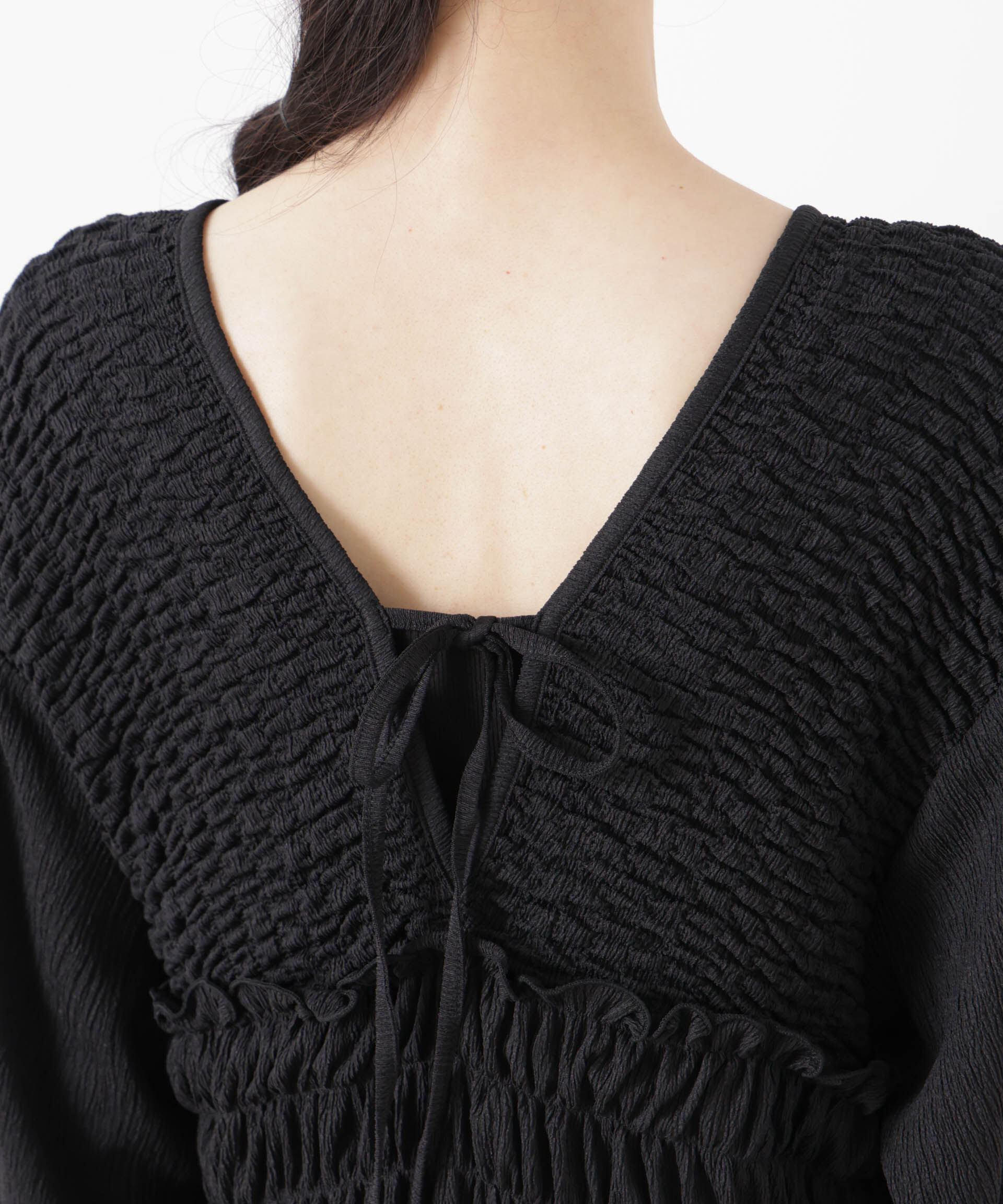 nano･universe「楊柳Vネックシャーリングワンピース」|ワンピース|