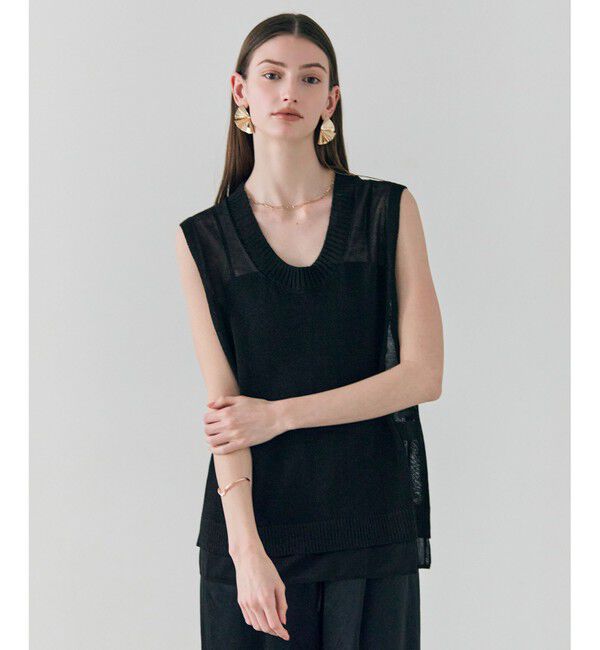 BEIGE,「MORION / リネン レイヤードニット」|ニット・セーター|Black&times;Black