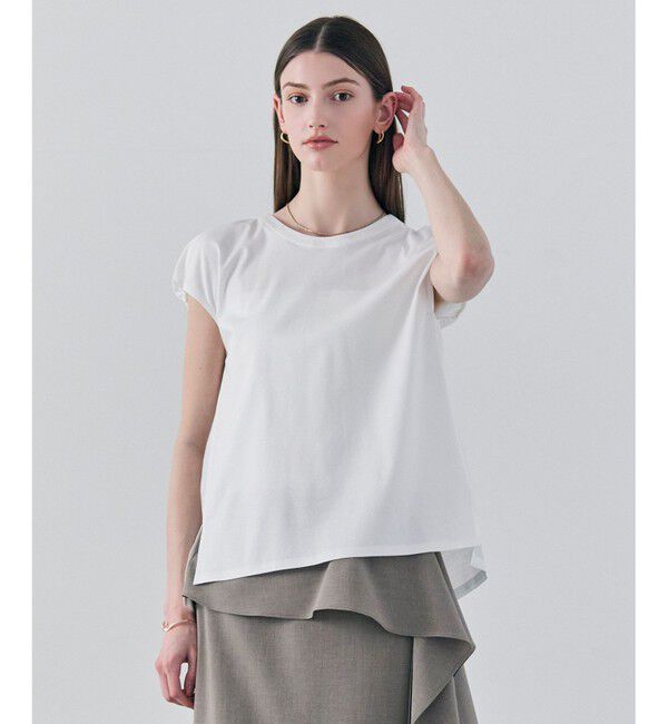 BEIGE,「ZEOLITE / バックツイスト コンビトップス」|Tシャツ・カットソー|White