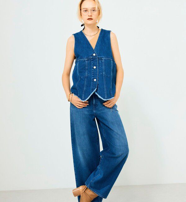 Rie Miller「【RM denim】Vネックデニムベスト」|ベスト・ジレ|