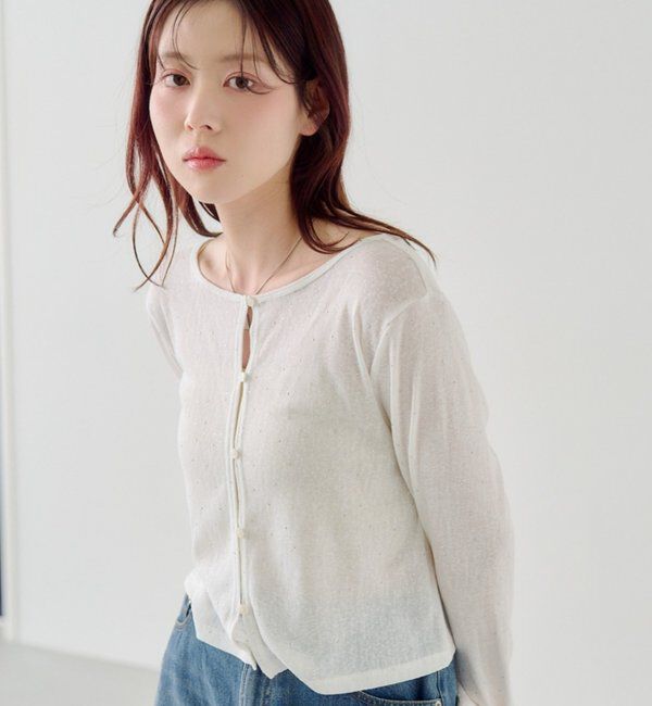  「【4色展開/前後2WAY】ラインストーンシアーカットソー」|Tシャツ・カットソー|