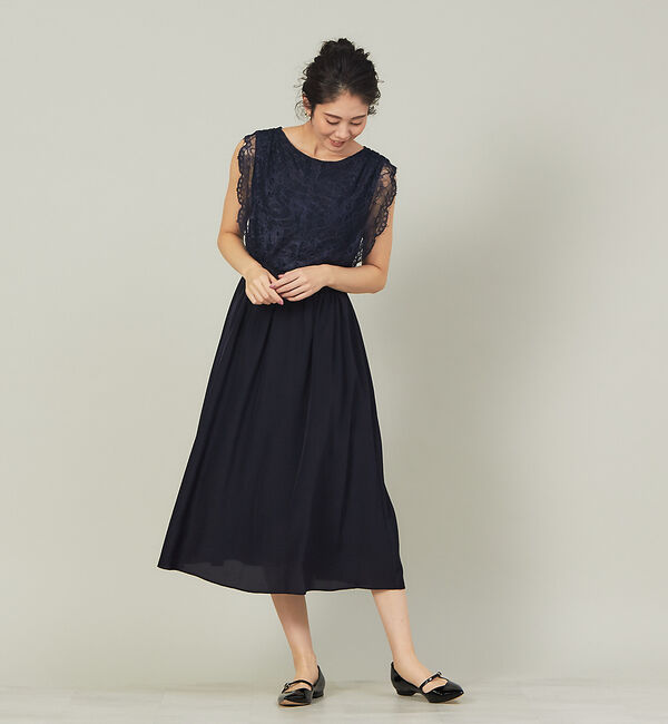 Rouge vif「レースコンビギャザーワンピース」|ワンピース|