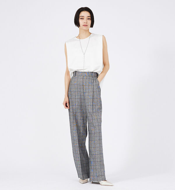 qualite「【セットアップ対応】リネングレンチェックパンツ」|その他|