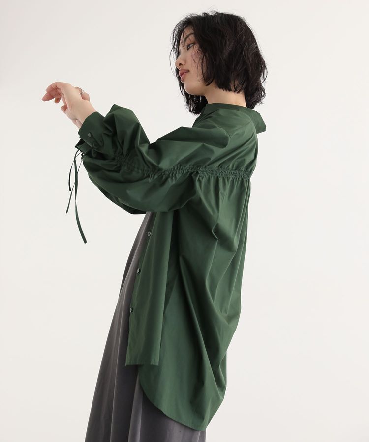 Green Parks「イージーケア袖シャーリングシャツ」|シャツ・ブラウス|