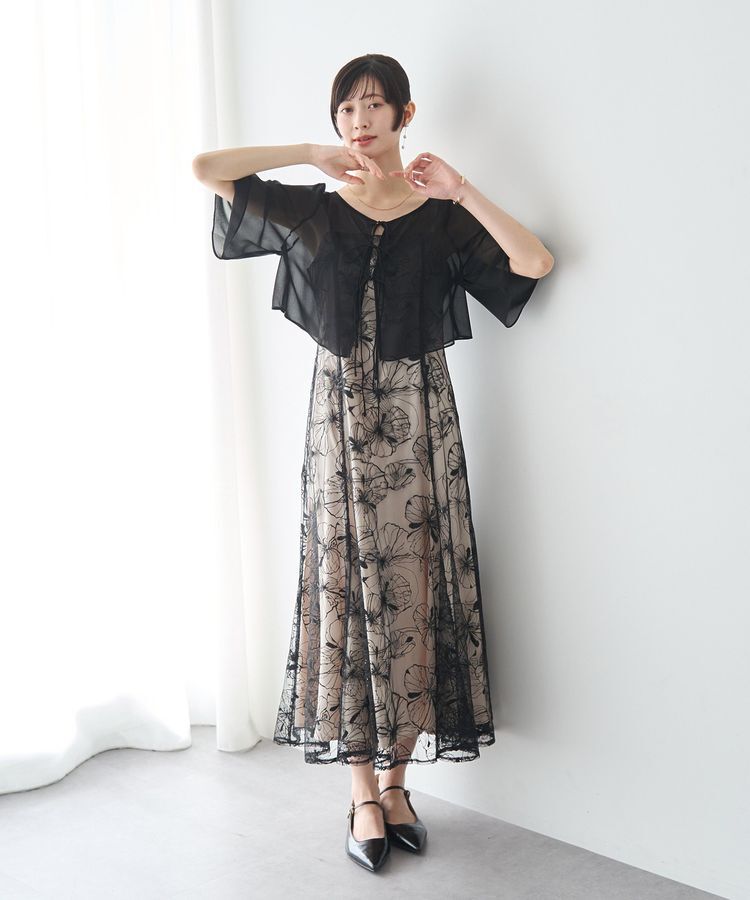 YECCA VECCA「【2点SET】フラワー柄スパンコール刺繍ドレス」|ワンピース|
