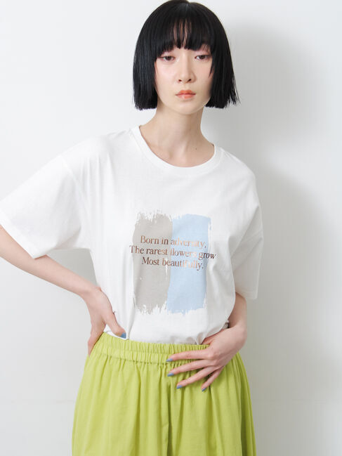 Samansa Mos2「◇【接触冷感】アソート箔プリントTシャツ」|Tシャツ・カットソー|オフホワイト