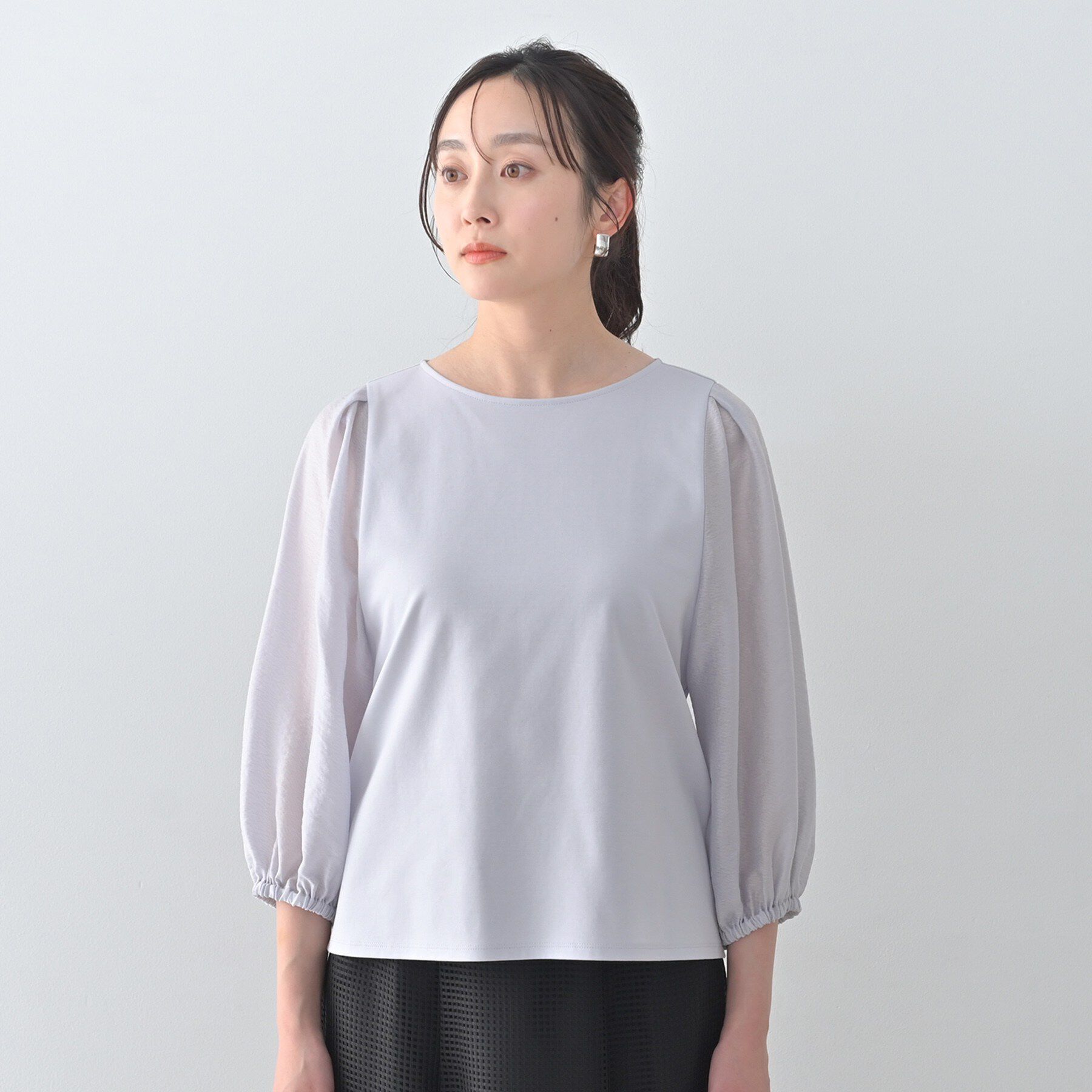 UNTITLED「【洗える/袖シアー】ポンチ袖ボリュームトップス」|Tシャツ・カットソー|