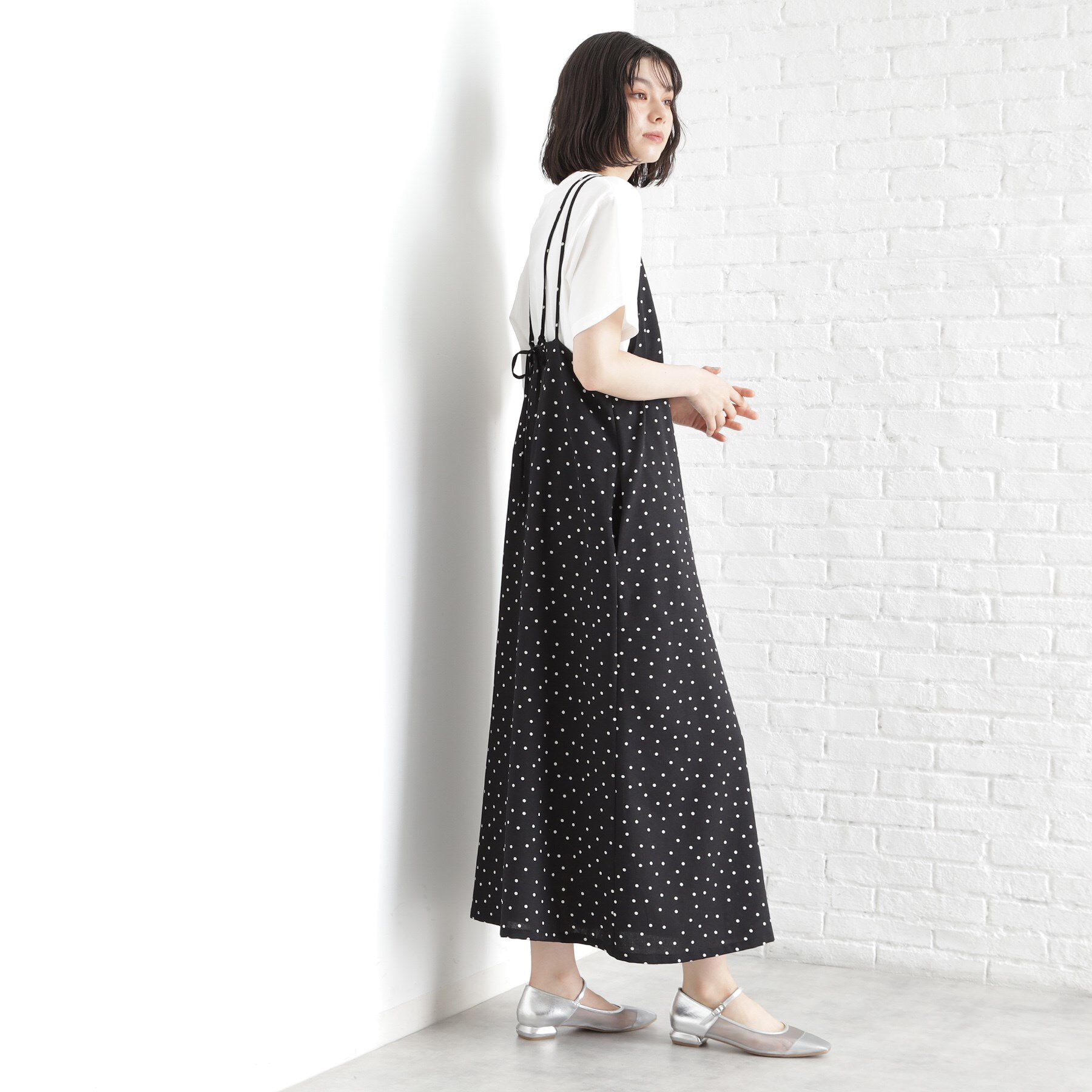 THE SHOP TK「ドット柄キャミワンピース/洗える」|ワンピース|