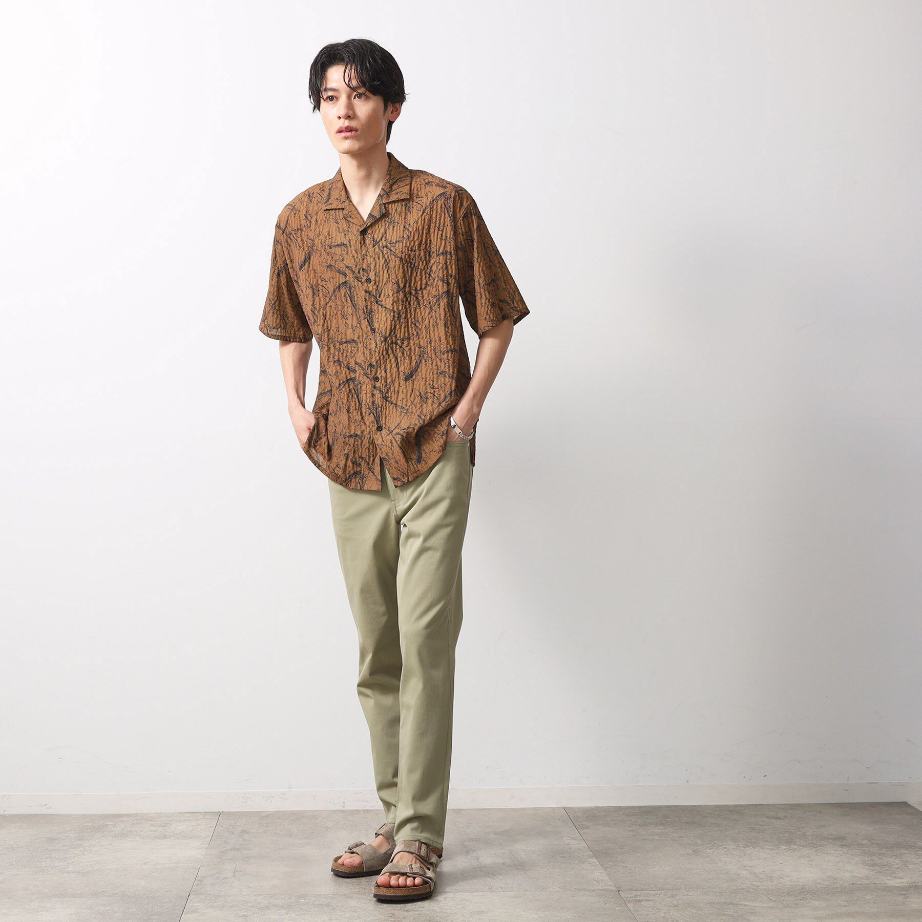 THE SHOP TK「総柄サッカー半袖シャツ マ洗濯機OK」|シャツ・ブラウス|