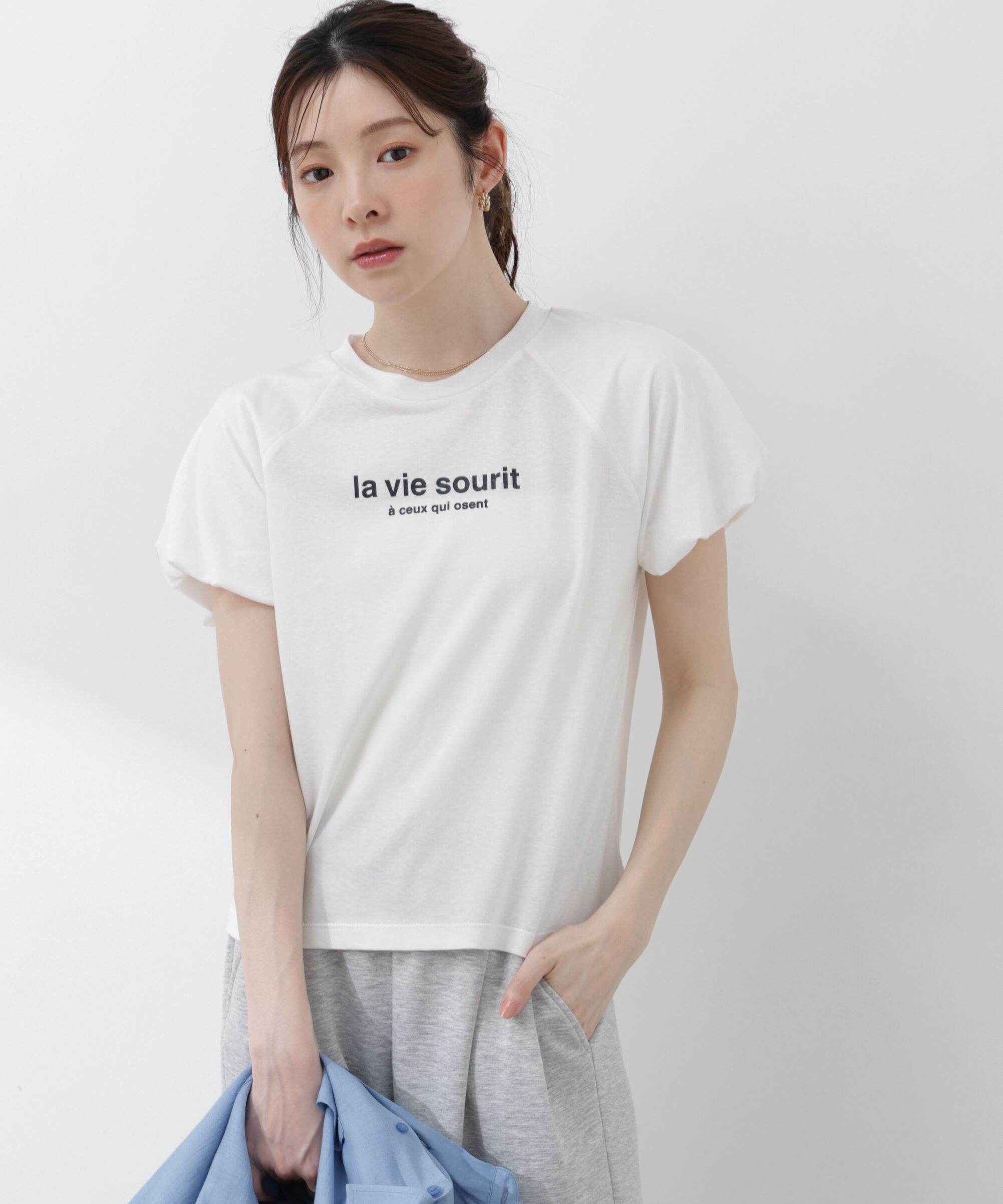 PROPORTION BODY DRESSING「パフスリーブロゴTシャツ 26SS」|Tシャツ・カットソー|