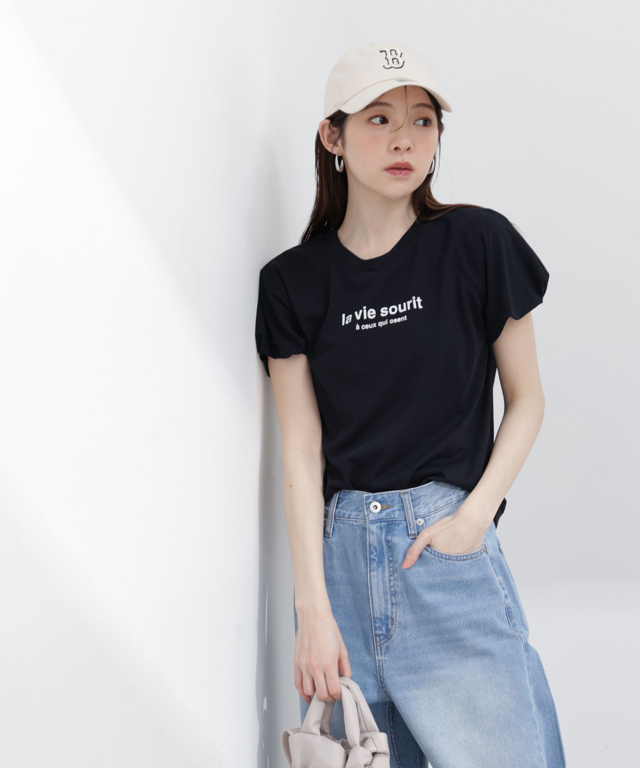 PROPORTION BODY DRESSING「パフスリーブロゴTシャツ 26SS」|Tシャツ・カットソー|