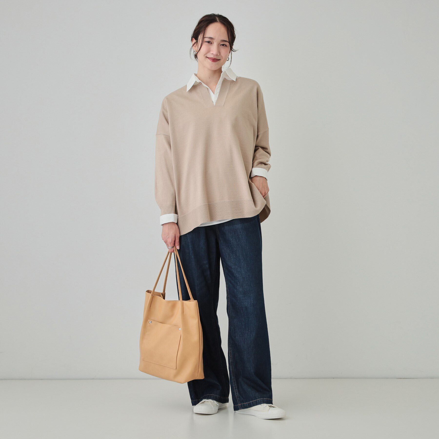 SHOO･LA･RUE「【洗える】レイヤードコーデも楽しめる もちもちVネックニット」|ニット・セーター|