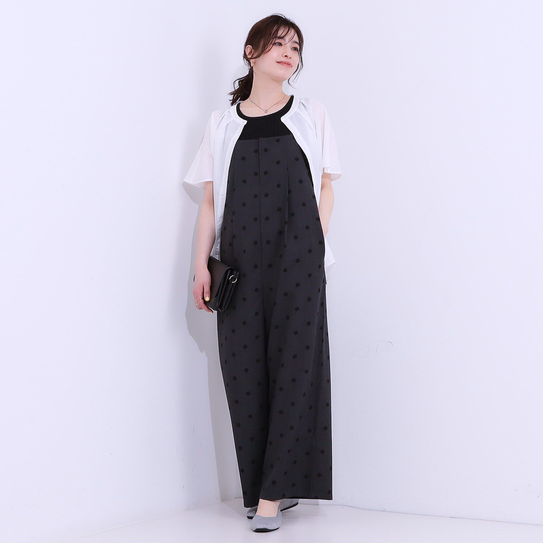 SHOO･LA･RUE「【S-LL】着丈が調節できる 大人の麻調サロペット」|オールインワン|