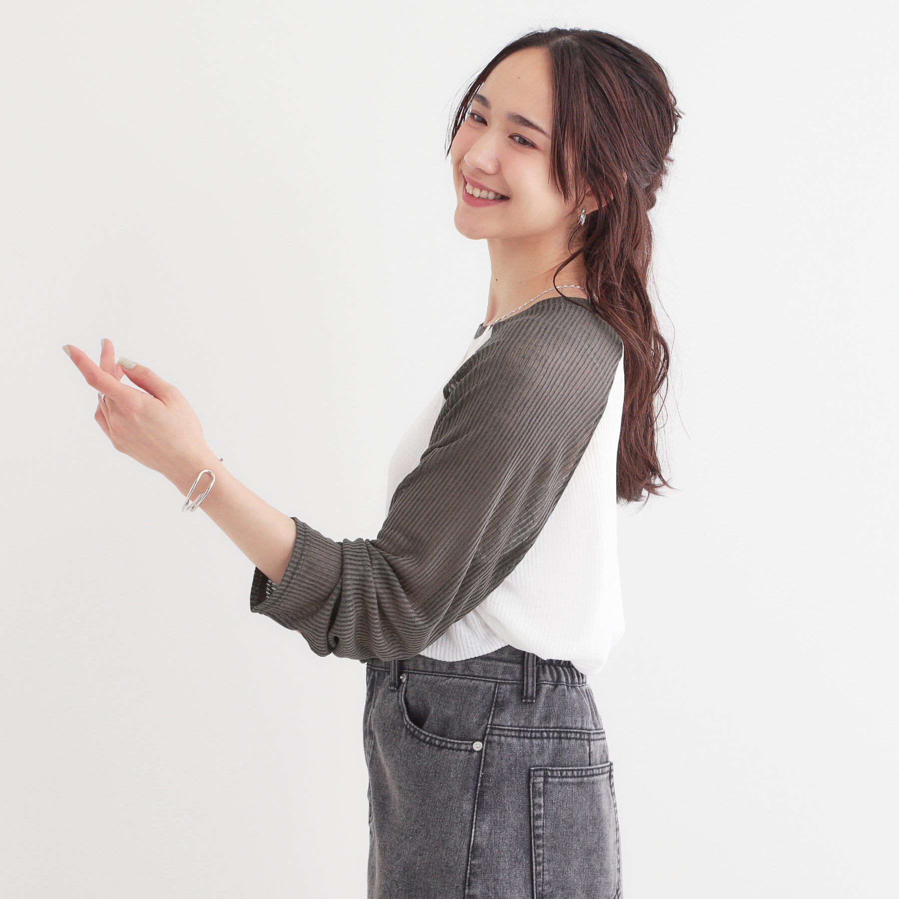 SHOO･LA･RUE「【S-LL】シアーラグランロンT」|Tシャツ・カットソー|