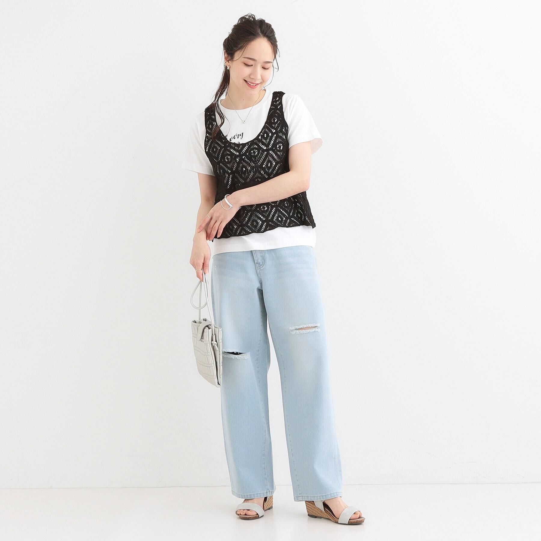 SHOO･LA･RUE「【S-LL/2点セット】大人カジュアルに レースビスチェ+プリントTシャツ」|その他|