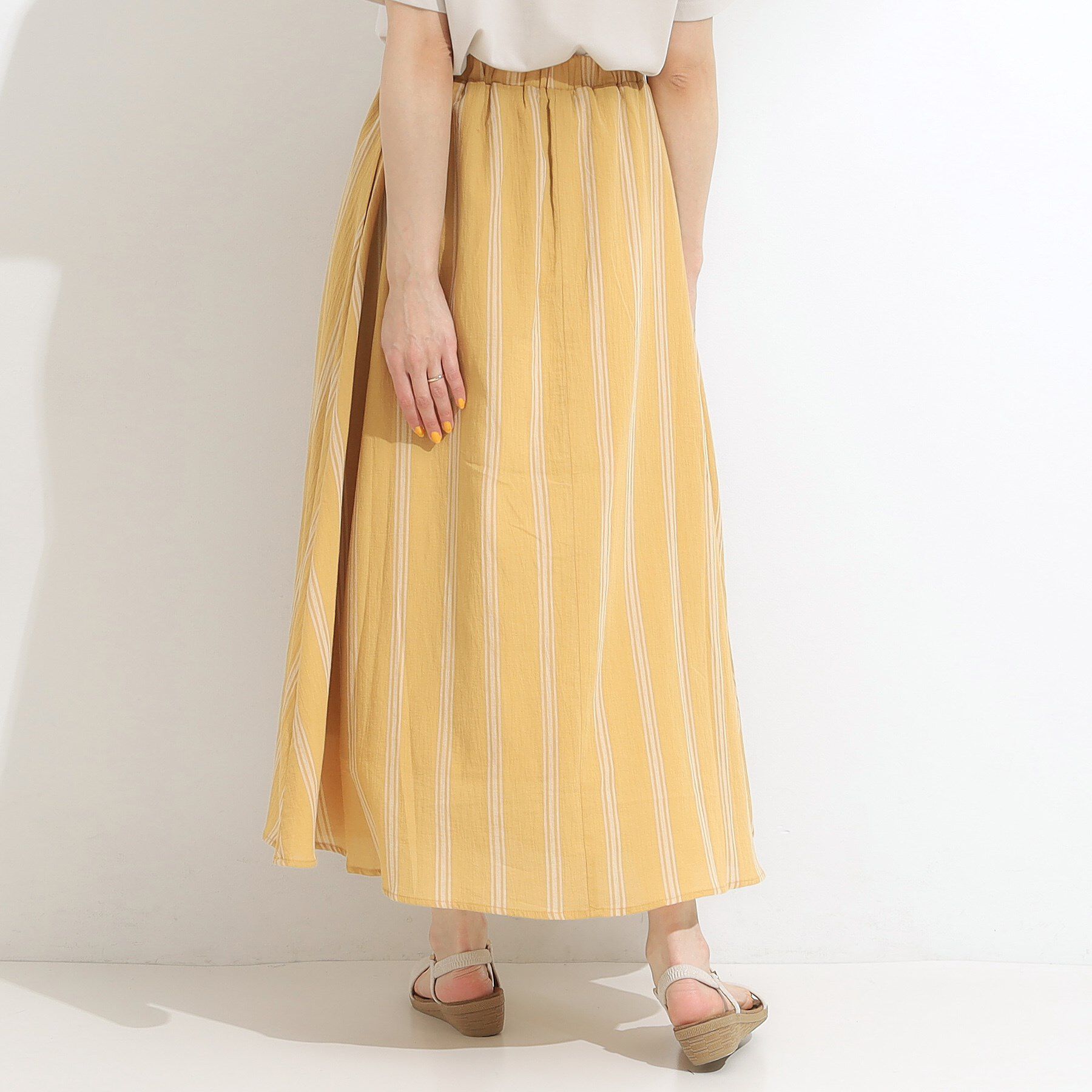 SHOO･LA･RUE「ふんわり軽やか ストライプギャザースカート」|スカート|