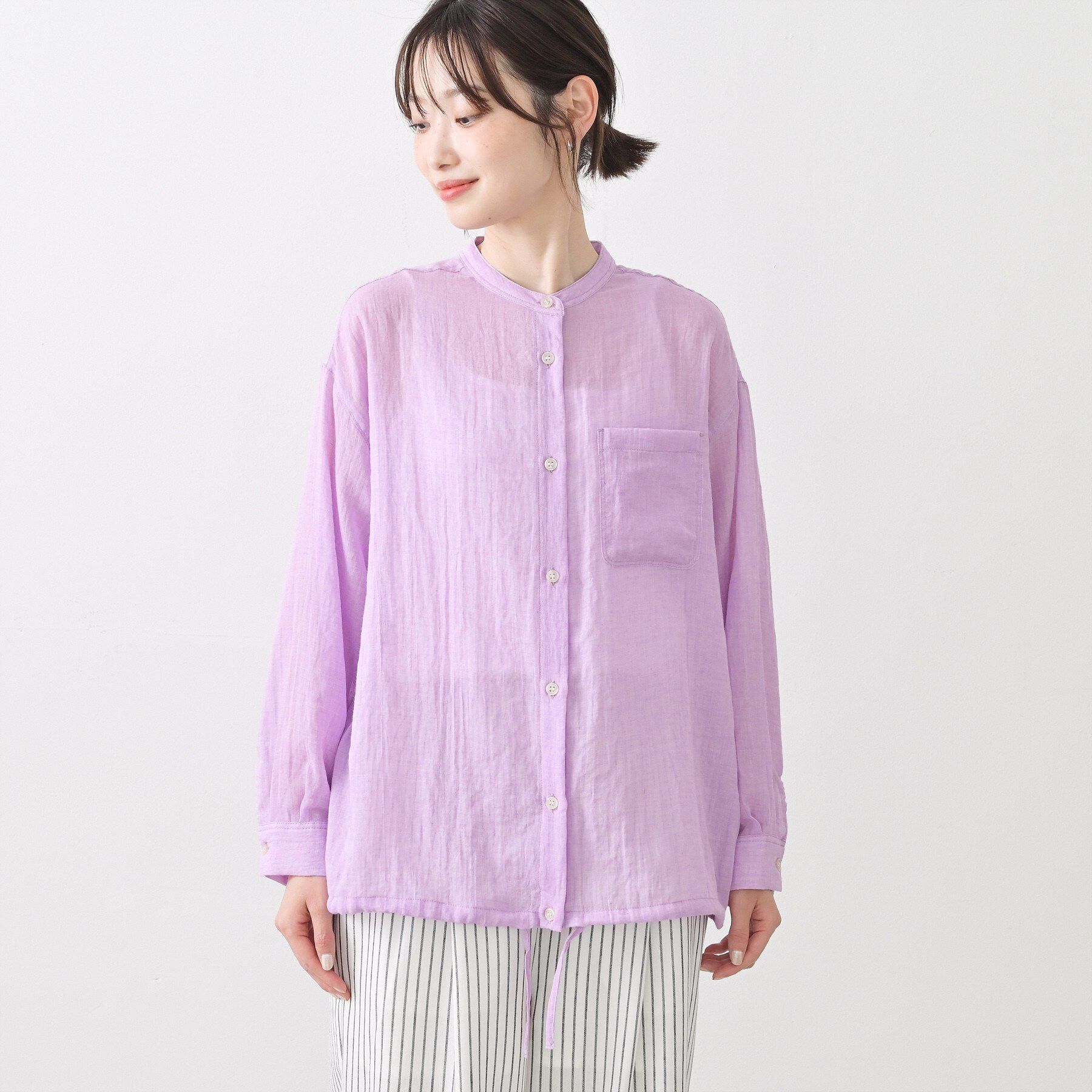 Dessin「【洗える】ドロストリングシアーシャツ」|シャツ・ブラウス|