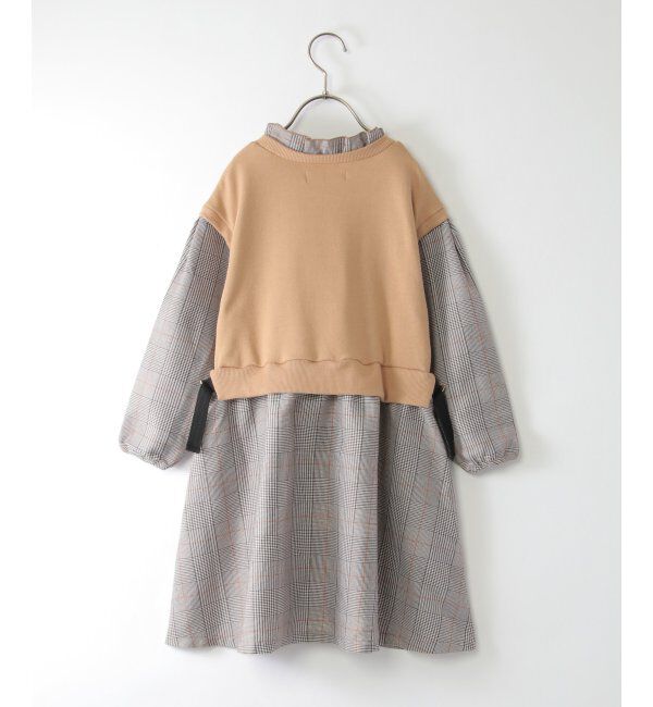 ikka kids「フリルネックレイヤードッキングワンピース（120~160cm）」|スカート|