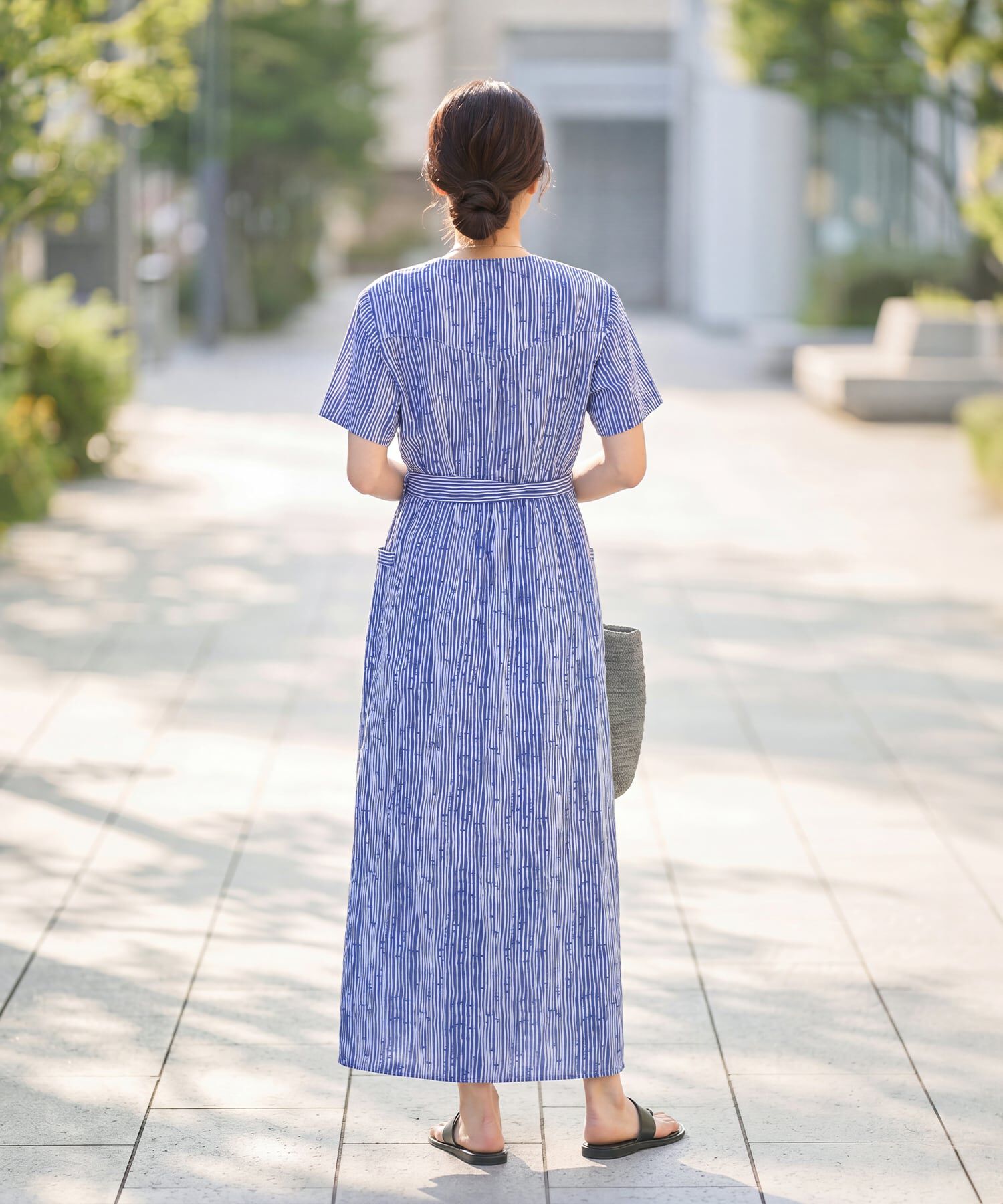 STYLE DELI「デザインストライプ柄カシュクールワンピース」|ワンピース|