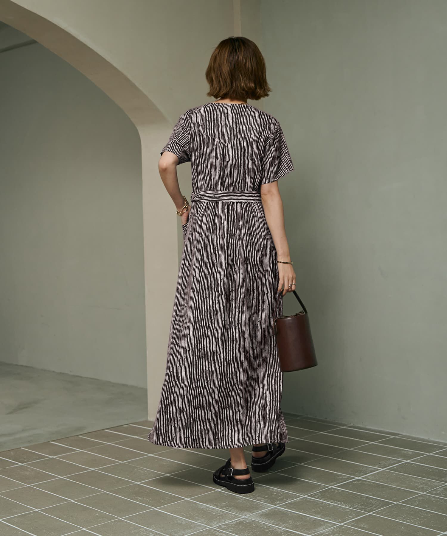 STYLE DELI「デザインストライプ柄カシュクールワンピース」|ワンピース|