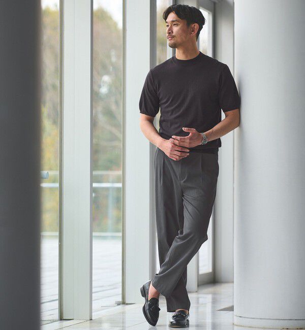 UNITED ARROWS green label relaxing「【WEB限定】JUST fit ジャケイン モックネック 半袖 ニット」|ニット・セーター|