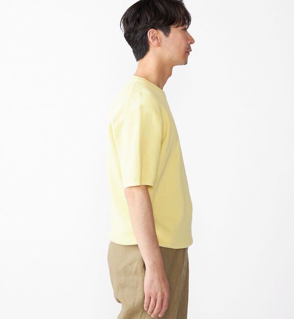 SHIPS「SHIPS:〈手洗い可能〉リネン バスケット ニット Tシャツ」|Tシャツ・カットソー|