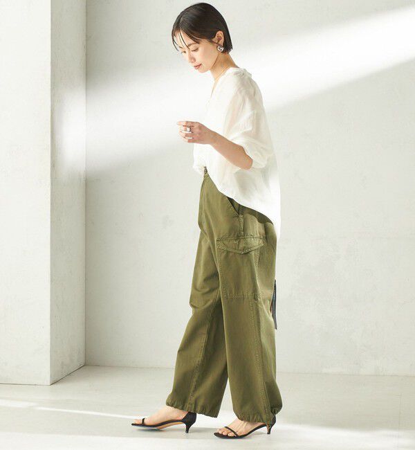 SHIPS for women「【実力派ベーシック】〈手洗い可能〉IMPERIAL LINEN 混 バンドカラー スキッパー シャツ」|シャツ・ブラウス|