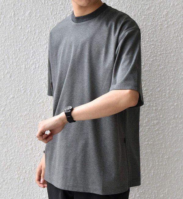 SHIPS any「SHIPS any:〈接触冷感/遮熱/UVカット〉COOL TOUCH スムース デザイン リブ セミ モックネック Tシャツ◇」|Tシャツ・カットソー|