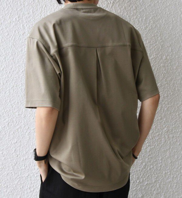SHIPS any「SHIPS any:〈接触冷感/遮熱/UVカット〉COOL TOUCH スムース デザイン リブ セミ モックネック Tシャツ◇」|Tシャツ・カットソー|