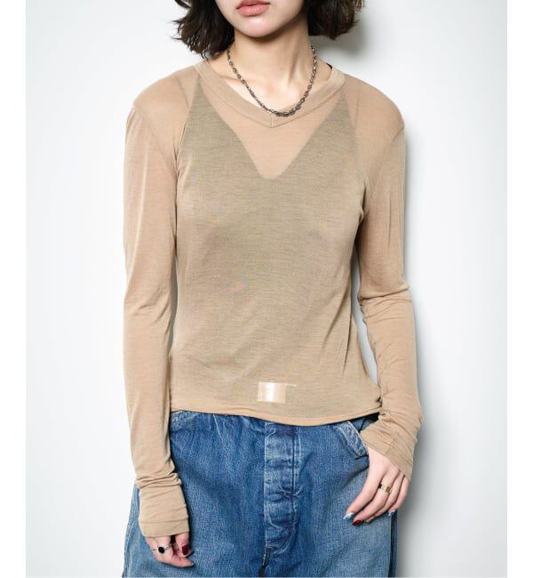  「ASHER SASKIA LONGSLEEVE MICRO V L266-J134：Tシャツ」|Tシャツ・カットソー|
