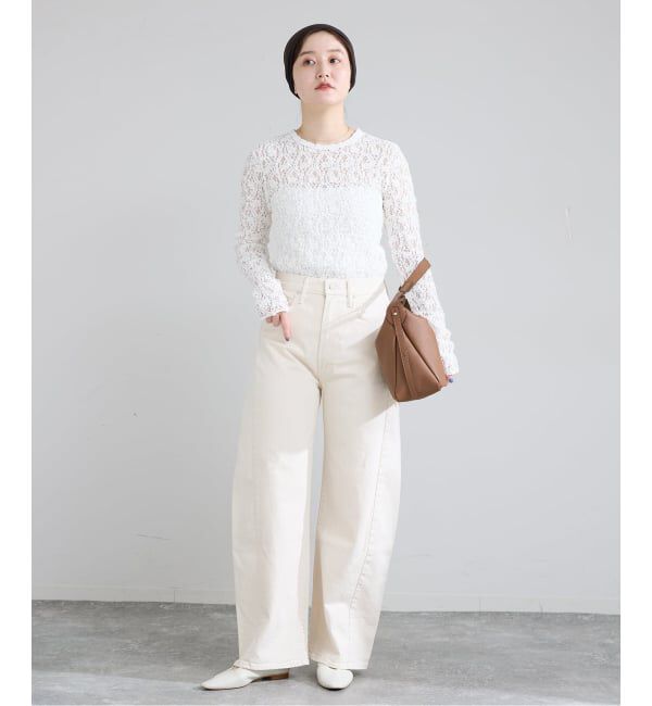 IENA「《一部カラーWEB限定/追加4》Flowerストレッチレースプルオーバー」|Tシャツ・カットソー|