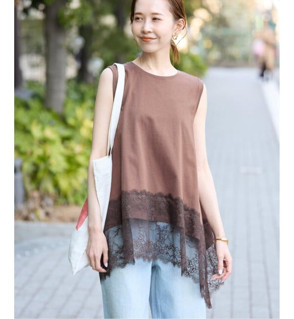 SLOBE IENA「《追加2》レースコンビノースリカットソー」|Tシャツ・カットソー|