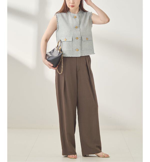 journal standard L'essage「GIOLICA ツイードメッシュノーカラーベスト」|ベスト・ジレ|
