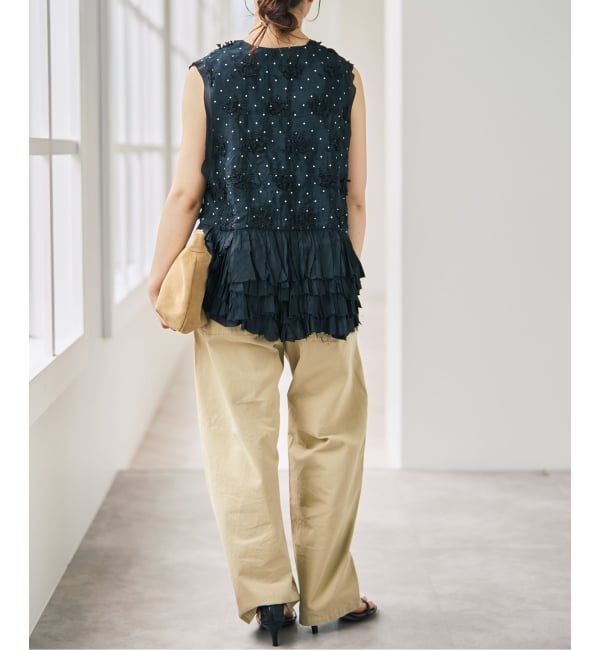 Spick and Span「《別注》crinkle crinkle crinkle Frill rayon shantung vest*」|ベスト・ジレ|
