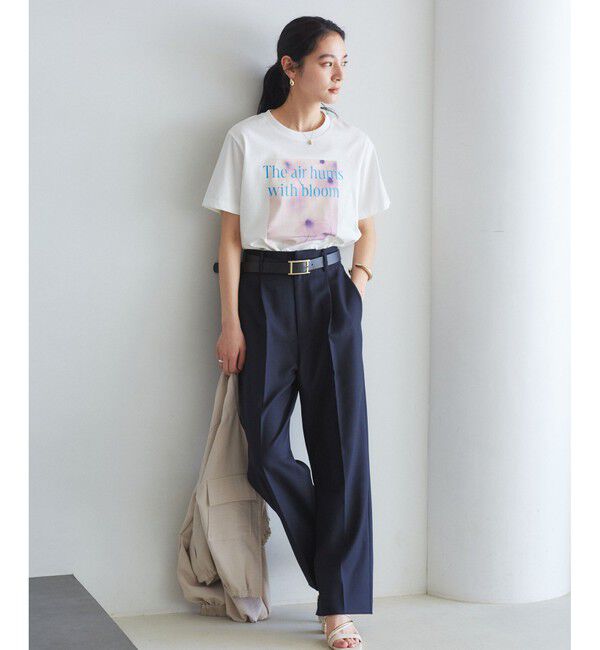 VIS「【接触冷感】フラワーフォト＆ロゴTシャツ」|Tシャツ・カットソー|