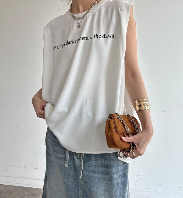  「【WEB限定】ロゴプリントノースリーブトップス」|Tシャツ・カットソー|