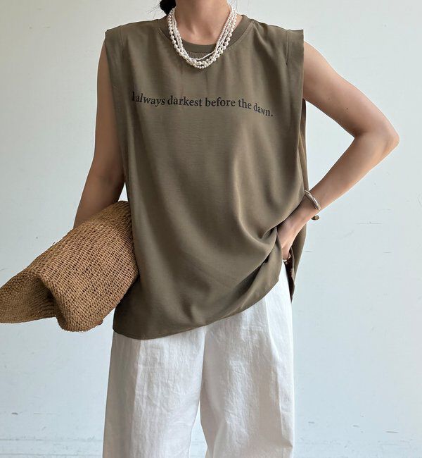  「【WEB限定】ロゴプリントノースリーブトップス」|Tシャツ・カットソー|