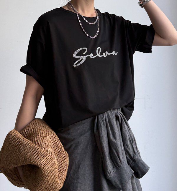  「【WEB限定】接触冷感コード刺繍ロゴTEE」|Tシャツ・カットソー|ブラック