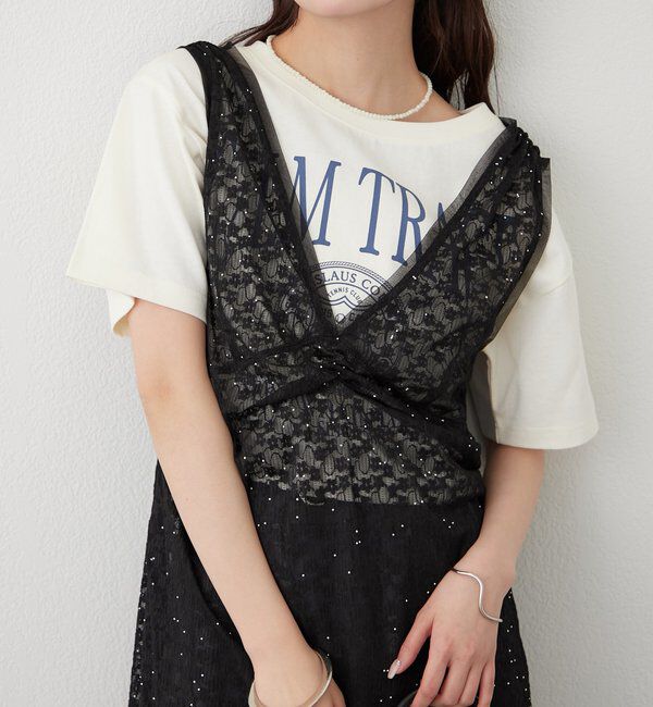  「シャイニーレースタンクワンピ」|Tシャツ・カットソー|
