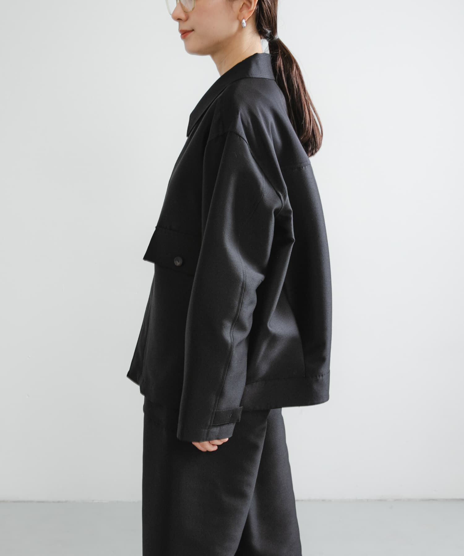 URBAN RESEARCH「new basic　WOOL SILK BOX JACKET」|ノーカラーコート|