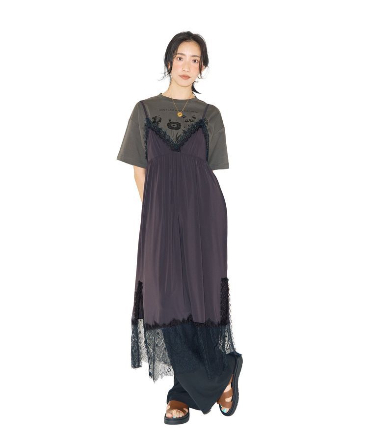 Green Parks「■WITH KURUMI.N レースキャミワンピース」|ワンピース|Charcoal Gray
