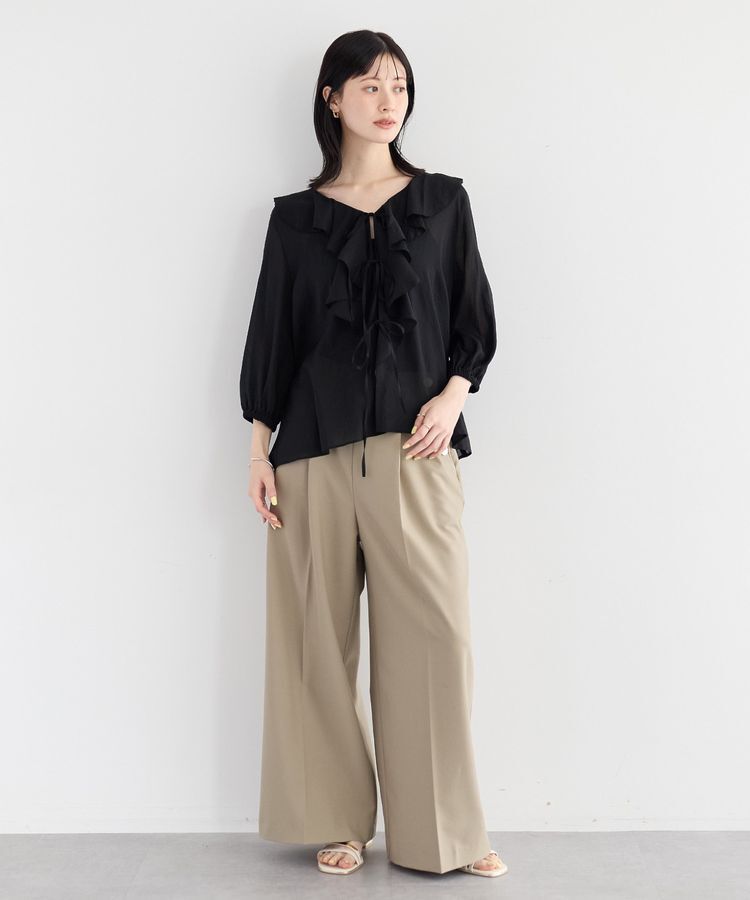 YECCA VECCA「ラッフルリボンシアーブラウス」|シャツ・ブラウス|