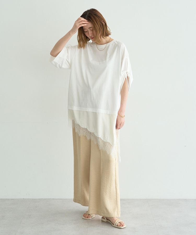 Editt by YECCA VECCA「ドロストスリーブヘムレースTee」|Tシャツ・カットソー|
