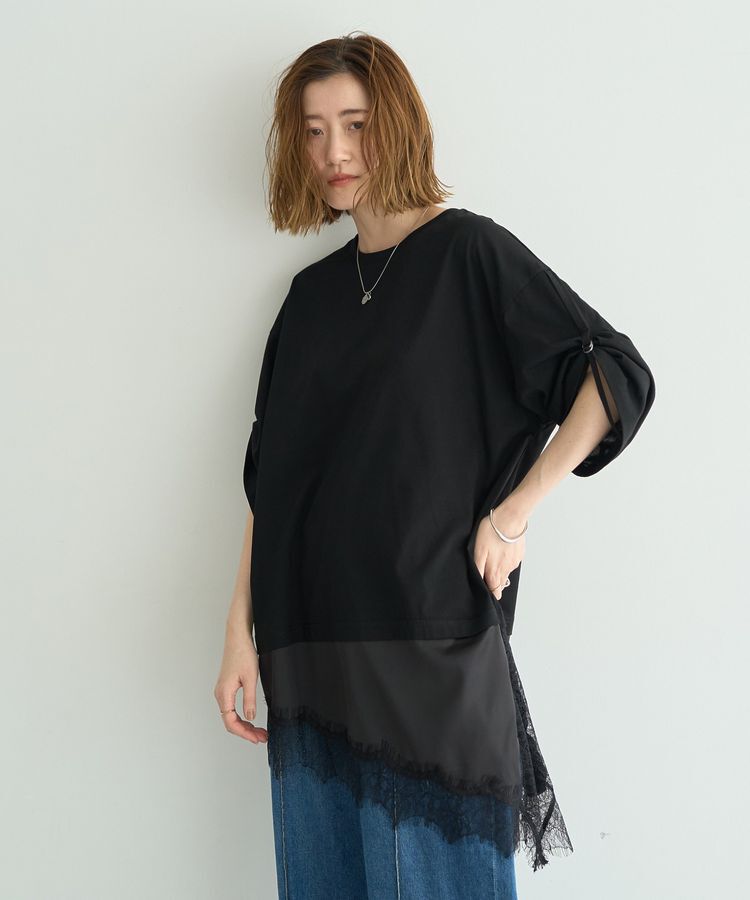 Editt by YECCA VECCA「ドロストスリーブヘムレースTee」|Tシャツ・カットソー|